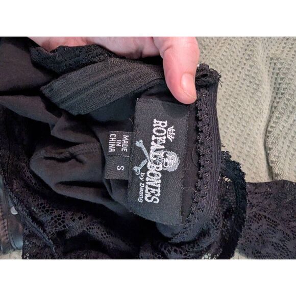 Royal Bones by Daang Women's Small Black Lace Hi Low Steampunk Gothic Dress - Picture 6 of 7